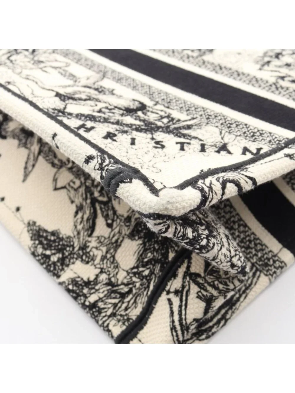 Dior Tote Book Small Zodiac White Black Canvas